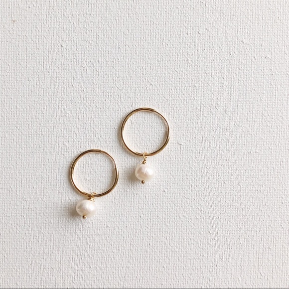 Curated by Deb Jewelry - 14k infinity hoops with pearls